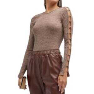 Jonathan Simkhai Brown Tobie Melange Compact Rib Knit Top